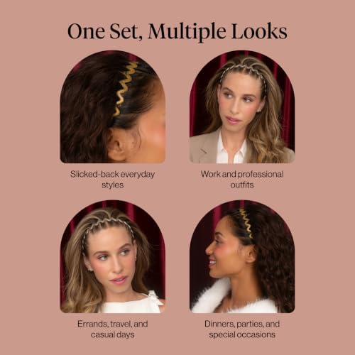 Kitsch Zig Zag Headbands for Women - Gold & Silver - 2 pcs - Image 6