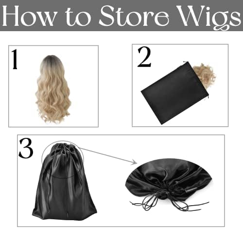 GONGKANGYUAN 12 Pcs Satin Wig Bags with Drawstring Satin Bag for Packaging Hair Extensions Wigs Soft Silk Pouches Hair Tools Storage Bags for Home and Salon (Black) - Image 7