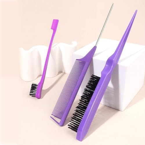 Nalexmi Crochet Hooks for Hair, 15 PCS Latch Hook Crochet Needle Set for Braiding, Locs, Dreadlocks and Passion Twist Extensions, with Tail Comb and Duckbill Hair Clips, Purple Styling Kit - Image 7