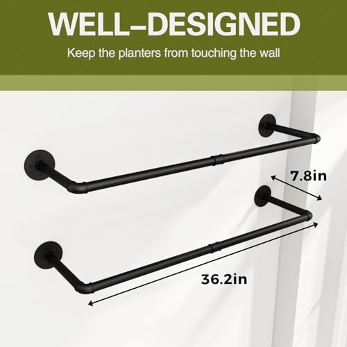 Galood 2Pc Hanging Planters for Indoor Plants Plant Hanger Indoor Hanging Plant Holder Black Metal Rod(Pot/Chain/Plant not Included - Image 6