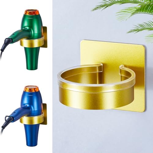 Blow Dryer Holder Wall Mounted, hairdryer holder for bathroom, Blow Dryer Organizer, hair tool organizer wall mount, Adhesive Hair Dryer Storage for Bathroom Barber Shop (Gold) by WAYASI