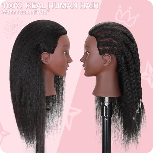 16" Mannequin Head Human Hair for Braiding Styling with stand - Image 2
