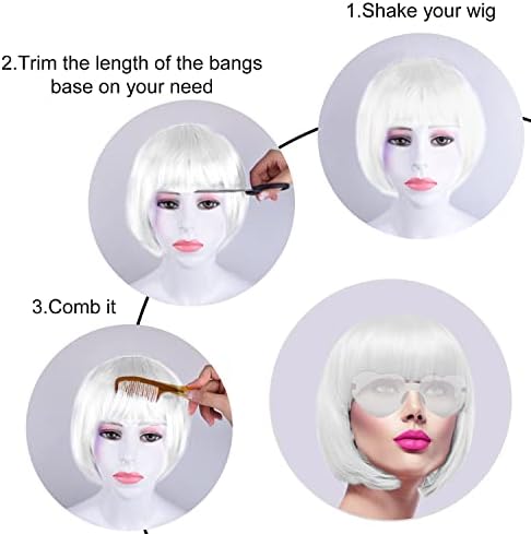 MIAHART White Short Bob Wig and Sunglass Set - Image 3