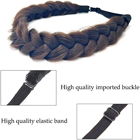 Synthetic Hair Braided Headband Classic Wide Strands Wedding Disorderly Fluffy Braids Wig Band Women Beauty Accessory（Chestnut Brown） - Image 5