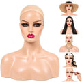 Realistic Female Mannequin Head with Shoulders – Lifelike Cosmetology Manikin Display Bust for Wigs, Jewelry, Necklaces, Hats, Sunglasses, Scarves & Makeup Practice. (Brown red Lip) by Unknown