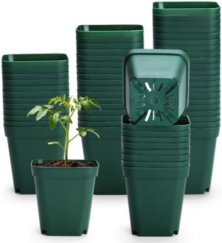 2.75 Inch Square Nursery Pots with Drainage Holes for Plants, 120 Pack by RooTrimmer