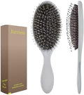 Boar Bristles Hair Brush for Women and Men, Detangling Hair Brush for Smoothing Massage Add Shine, Nylon&Boar Bristles Detangler brush for Hair Healthy (1 Pack-Grey) by aestheticspracticality