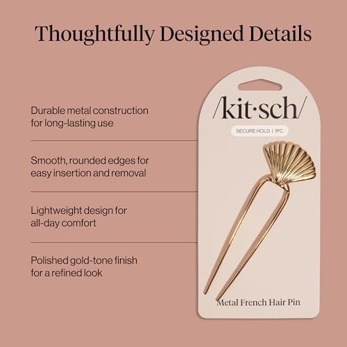 Kitsch French Hair Pin for Women - Clam Shell Gold Hair Accessories, 1pc - Image 4