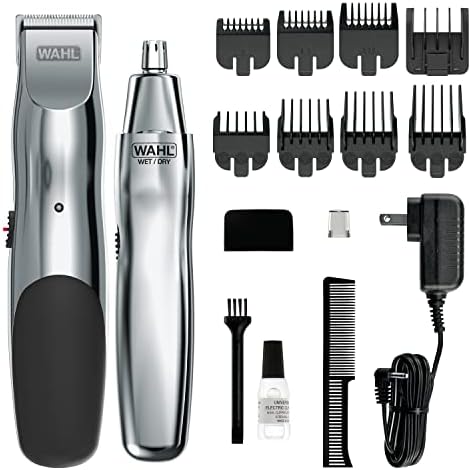 Wahl Groomsman Rechargeable Beard Trimmer Kit & Bonus Battery Nose Trimmer by Wahl