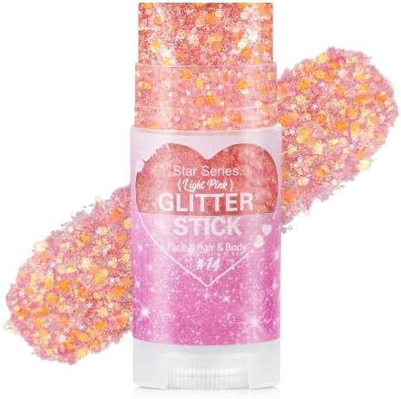 Go Ho Light Pink Hair Glitter Stick,Sparkle Face Body Glitter Makeup by GoHo