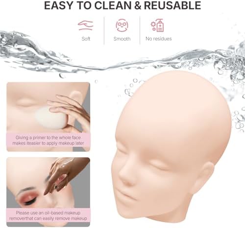 AliLeader Mannequin Head for Wig Making,Styling and Display,Pro Practice Training Head for Make Up and Lash Extention,Cosmetology Face Head,2-in-1 Multifunctional Wig Head (Beige,22 Inch) - Image 4
