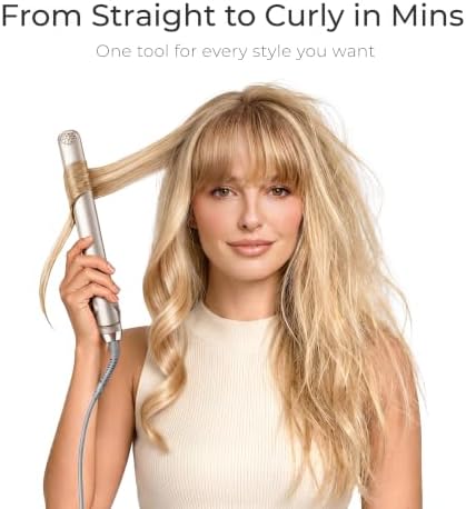 TYMO Flat Iron Hair Straightener and Curler 2 in 1 with 10s Fast Heating, 1 Inch Professional Titanium Straightening Curling Iron with 32 Adjustable Temp and Automatic Shut Off, Champagne - Image 4