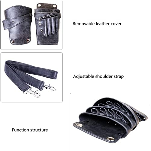 Scissors Bag- Soft Leather Salon Barber Hairdressing Scissor Shears Holster Hair Stylist Tools Bag with Waist Shoulder Belt - Image 3