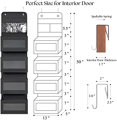 GCreation Over Door Organizer for Bedroom Bathroom Pantry, 5 Shelf Black - Image 2