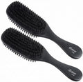 Diane Boar Curved Wave Brush for Men and Women - Black, Soft Bristles for Fine to Medium Hair - Use for Detangling, Smoothing, Wave Styles, Soft on Scalp, Restore Shine and Texture (Pack of 2) by Diane