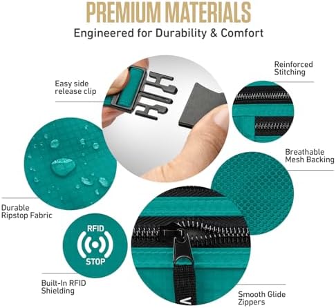 VENTURE 4TH Travel Money Belt, RFID Blocking Passport Holder - Turquoise - Image 6