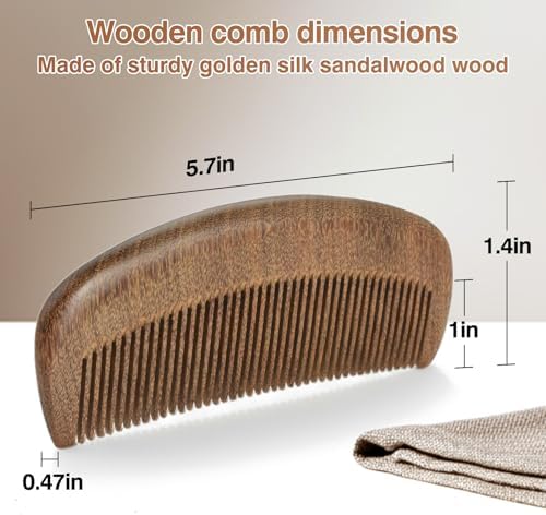 2 in 1 Hair Brush Set, Premium Golden Sandalwood Comb & Anti-Static Air Cushion Massage Brush for Men & Women, Scalp Care Hair Grooming Gift Set - Image 2