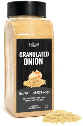 Fresh Finest Granulated Onion 11.46oz - Premium Onion Powder - All-Natural, Non-GMO, Gluten-Free, Kosher - Perfect for Cooking, Seasoning, and Enhancing Flavors by FreshFinest