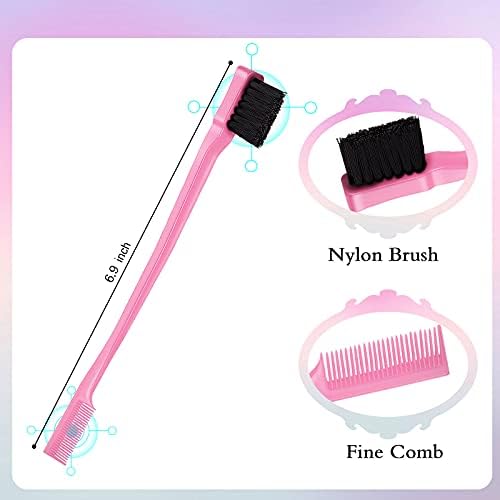 Geiserailie 3 Pcs Slick Back Hair Brush Set Bristle Brush, Light Pink - Image 4