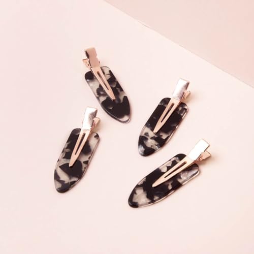 Kitsch Creaseless Hair Clips for Women - Black Terrazzo, 4pcs - Image 6