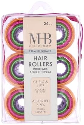 24pc Bright Colored Hair Rollers Set - Assorted Sizes Classic - Image 7