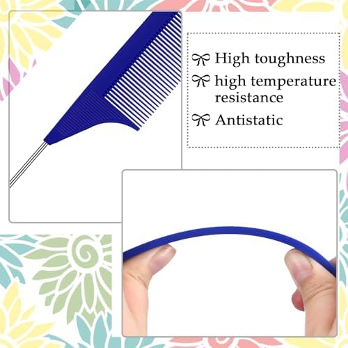 Patelai 30 Pcs Rat Tail Steel Combs Fine Tooth Bulk,Navy Blue - Image 3