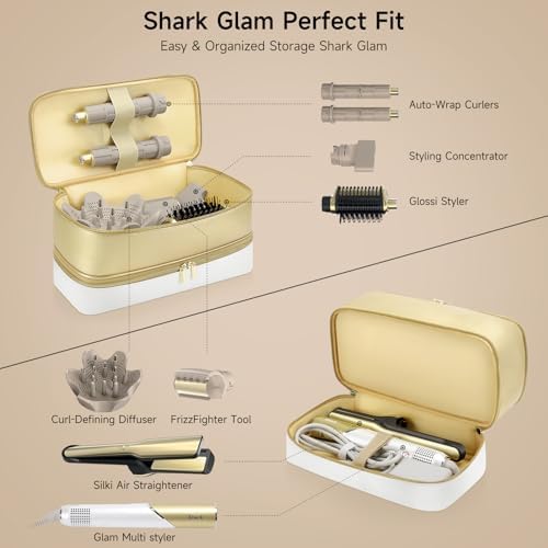 Travel Hair Dryer Case for Shark Glam, Portable Hair Tools Bag for Shark FlexFusion, Double-Layer Storage Carrying Case for Shark FlexStyle Blow Dryer, Silki Straightener & Glossi Attachments Holder - Image 2