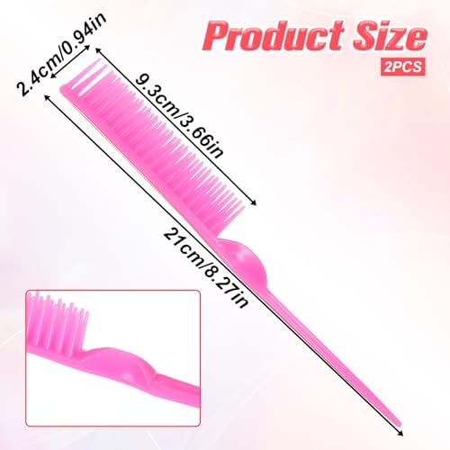 2 Pcs 3 Row Styling Comb for Natural Detangling, Curling Hair Styling Brush Unbraider Teasing Rat Tail Comb Used for Combing, Separating and Shaping Curls (Pink) - Image 2