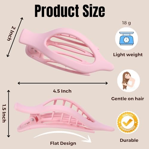8 Pack Pastel Pink Flat Hair Clips – Cute Matte Gradient Claw Clips for Girls & Women, Strong Hold No-Slip Barrettes for Thick or Thin Hair, Aesthetic Soft Girl Style Accessories - Image 2