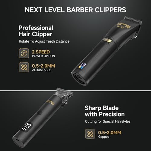 Hair Clippers for Men Professional, Cordless Clippers for Hair Cutting, Mens Hair Clippers and Trimmer Kit for Barber with LED Display 15 Guide Combs - Image 2