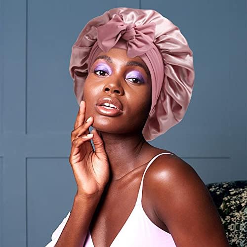 AWAYTR 2-Layer Satin Hair Bonnet, Tie Band Sleep Cap for Women - Image 5