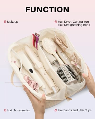 Hair Tools Travel Bag with Heat Resistant Mat, Beige - Image 2