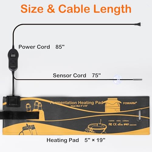 5''x19'' Kombucha Heating Wrap with Digital Thermostat, Adjustable Fermentation Heater Belt for 1Gallon Jars & Carboys, Precise Temperature Control Heated Pad for Beer, Wine & Mead Brewing - Image 6