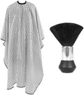 Professional Hair Cutting Cape with Neck Duster Brush, Large Size Salon Barber Cape for Men, Women and Kids(White with Five-line Stripe) by YELEGAI