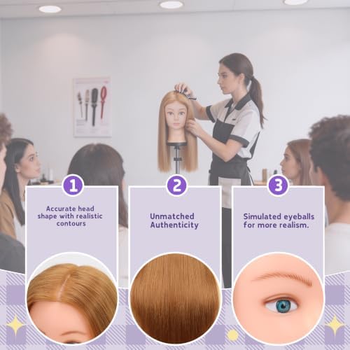 80% Human Hair Mannequin Head 26-28" Light Blonde Cosmetology with Clamp - Image 4