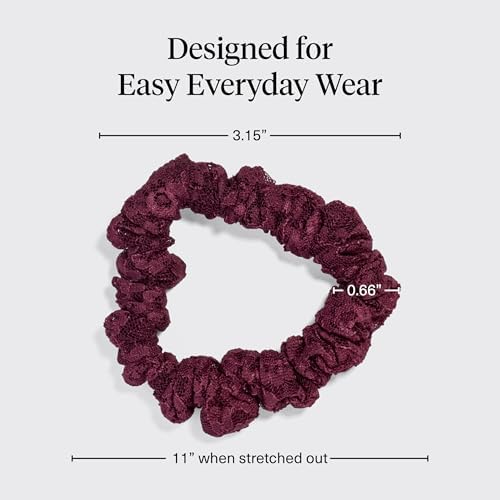 Kitsch Ruched Lace Hair Scrunchies For Women – Cherry Lacquer & Dusty Pink - Image 5