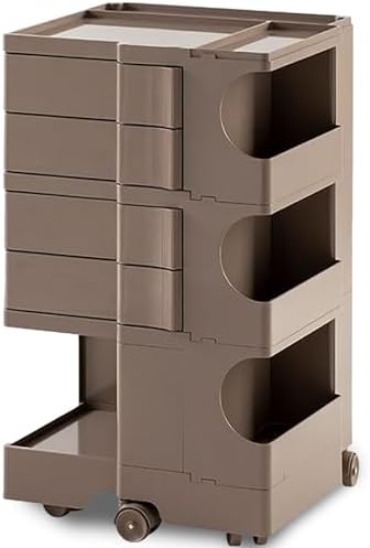 Multipurpose Utility Storage Cart - Ultra Storage Caddy with Wheels and Swing Out Drawers - Designer Trolley Cart - Mobile Caddy for Salon Supplies, Kitchen Bathroom Portable Cabinet - Wet Sand by PrimoSupply