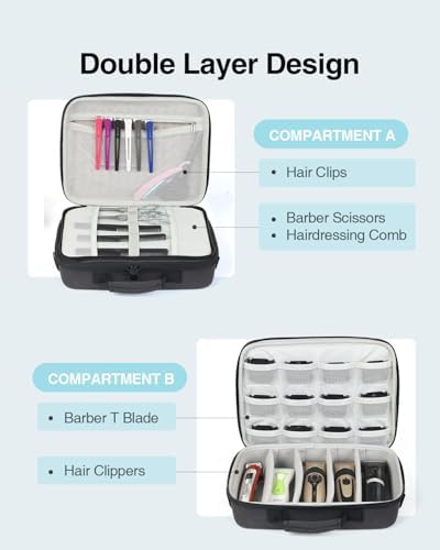 Luxtude Large Barber Case, Barber Bags for Clippers and Supplies, Large Hair Clipper Case for Travel, Clipper and Trimmer Cases, Barbers Accessories for Wahl 5Star/Hatteker/Oneisal/Andis Grooming - Image 2