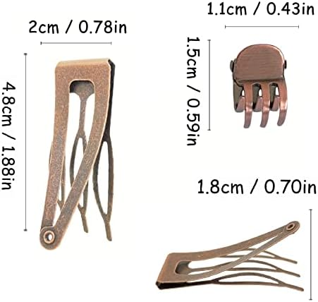 Hann 24 Pieces Double Grip Hair Clips + 2 Claw Hair Clips Metal Snap Hair Clips Hair Barrettes for Hair Making, Salon Supplies (Red Ancient Bronze) - Image 2