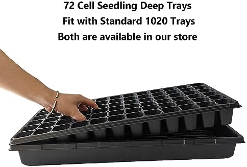 RooTrimmer Deep 72 Cell Seedling Trays, Thick Durable 72 Cell Plug Tray Big Cell Seed Trays for 1020 Flat Trays Germination (10-Pack, 21.25"×11", 2.36" Height, High) - Image 4
