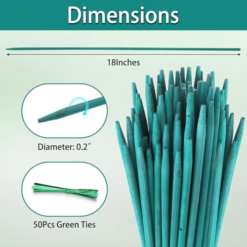 Bamboo Plant Stakes 50PCS,18IN Natural Bamboo Stakes Garden StakesWith Ties - Image 2