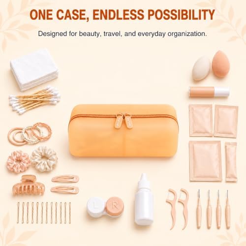 Cotton Pad Swab Travel Case, 2-in-1 Waterproof Organizer - Peach Glow - Image 6