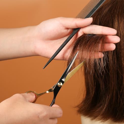 15 pcs Hair Cutting Scissors Professional, Thinning Shears for Hair Cutting, Black Gold Stainless Steel Barber Scissors, Lengnoyp Haircut Scissors Hair Cutting Kit for Women, Men - Image 2