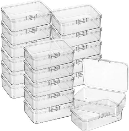 Jetec 18 Pieces Small Clear Plastic Storage Box, 3.3 x 2.1 x 1 Inch by Jetec
