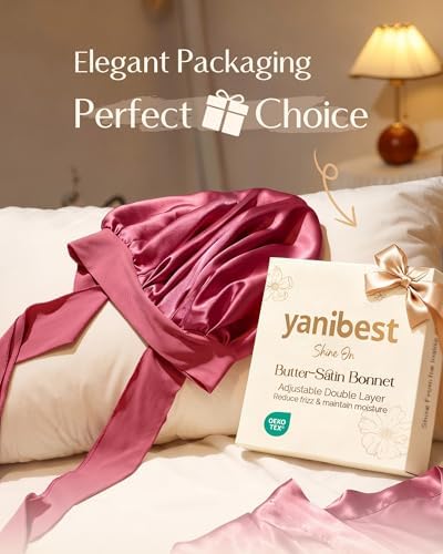 YANIBEST Adjustable Silk Bonnet for Sleeping Women Double Layer Satin Bonnet Reduce Friction Prevent Frizz Curly Hair - Image 5