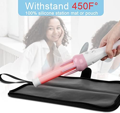 Heat Resistant Flat Iron Case, Portable Hair Straightener Pouch, Curling Iron Neoprene Cover With Silicone Mat for Hair Styling Tools 13 x 5 Inches (Black) - Image 4