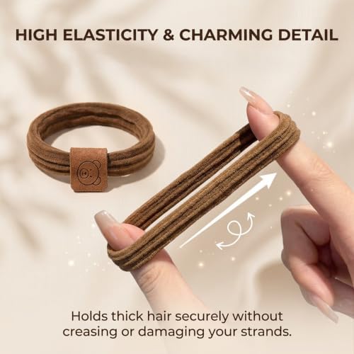 Wide Tooth Comb & Bear Hair Ties Gift Set | 10-Piece Detangling Travel Comb Set (Black Comb + Maillard Colors) for Curly & Thick Hair - Image 5