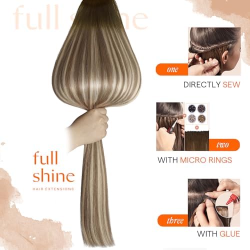 Full Shine Genius Weft Hair Extensions Real Human Hair 20 Inch 80g - Image 5