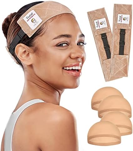 Grip Band - Lace Front Headband for Secure, Non-Slip Grip and Keeping Wigs in Place - Velvet No-Slip Gripper Accessory for Women, Beige, 2 Pack by Yuest