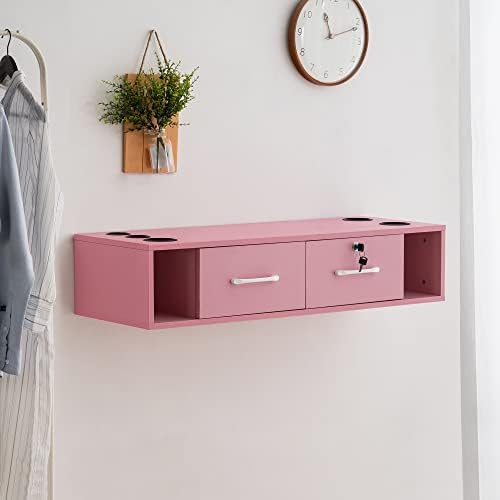 BarberPub Wall Mount Station with Drawers Styling Cabinet 2502(Pink) - Image 2